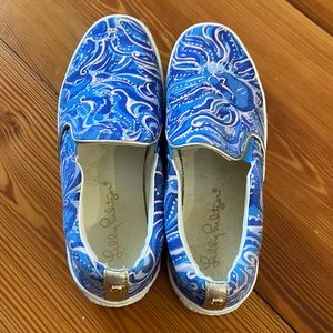 Lilly Pulitzer Julie Blue Marbled Slip-on Sneakers size 7